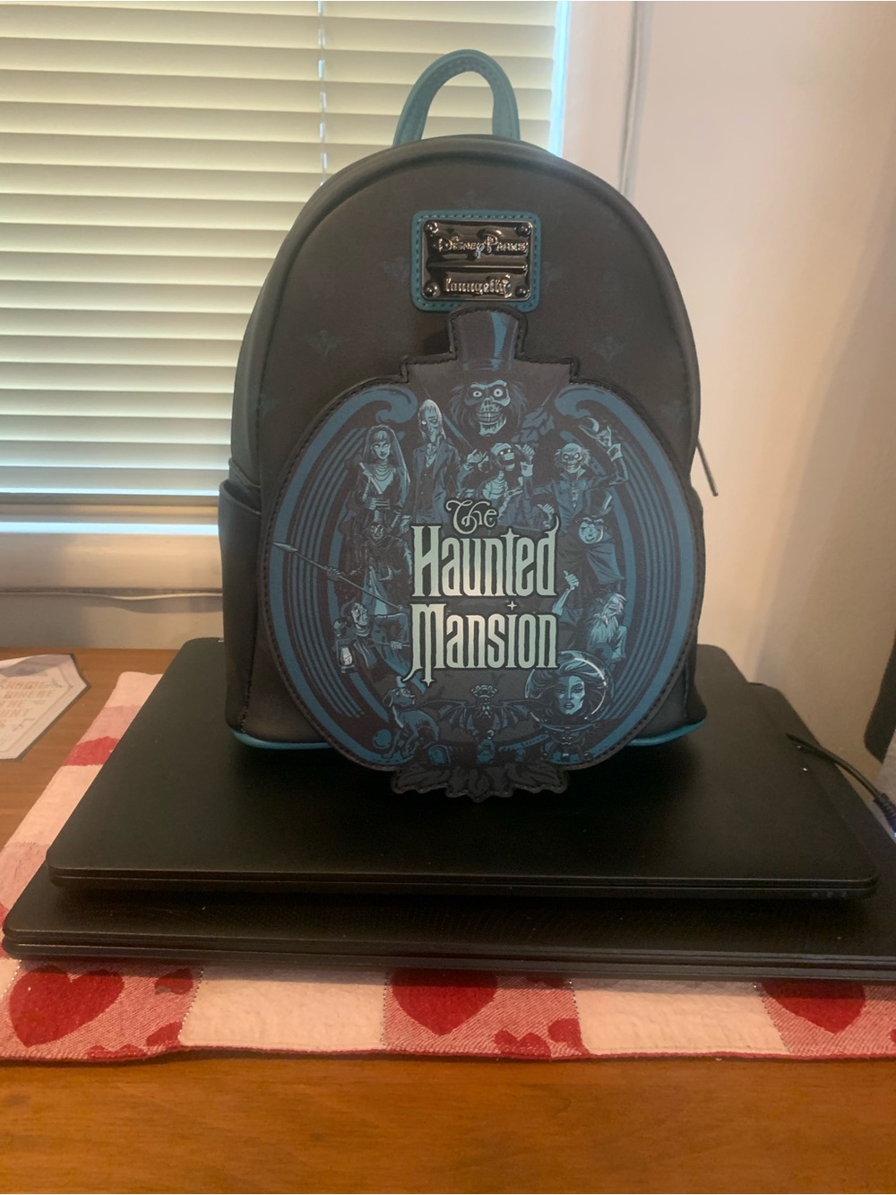 Loungefly Haunted Mansion Black and Teal Mini Backpack